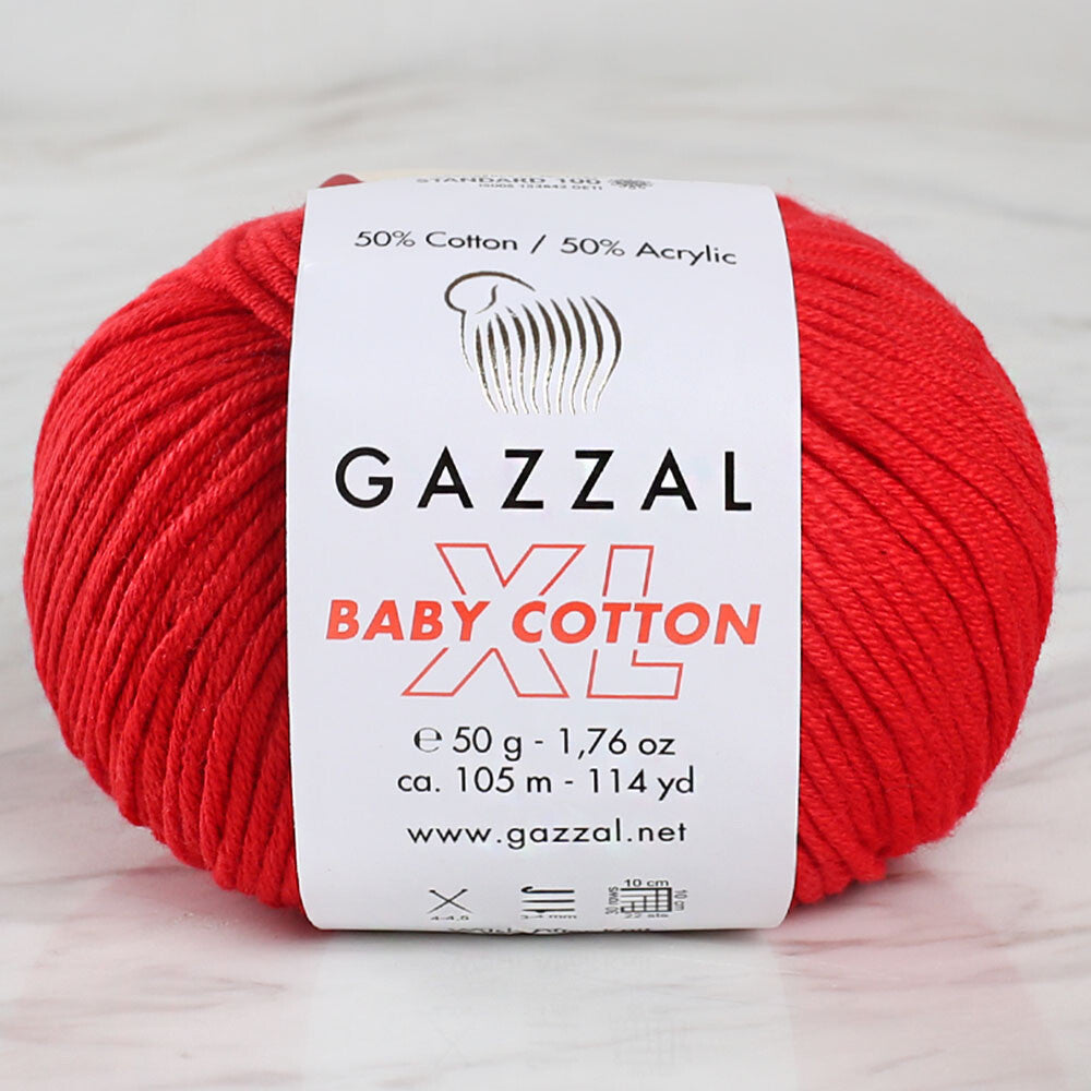 Gazzal Baby Cotton XL Kırmızı Bebek Yünü - 3443XL